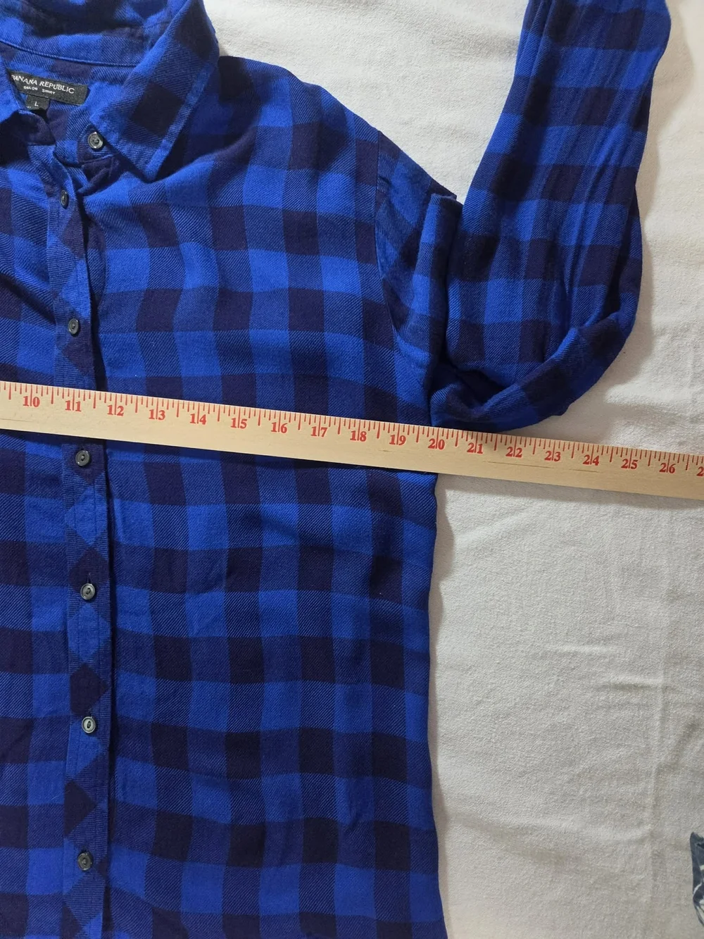 Banana Republic Blue and Black Plaid Button-Down Shirt